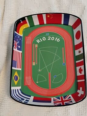 Rio 2016 Olympic Games Track Field Flag Melamine Snack Tray Platter